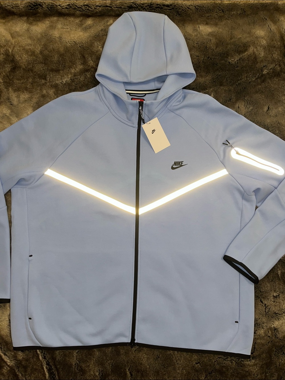 Nike Tech Jacket Mens 3XL Fleece Windrunner full zip hood Blue IM6537-468 $145